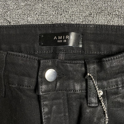 Amiri Jeans Black And Tears in Leather