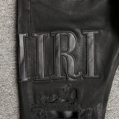 Amiri Jeans Black And Tears in Leather