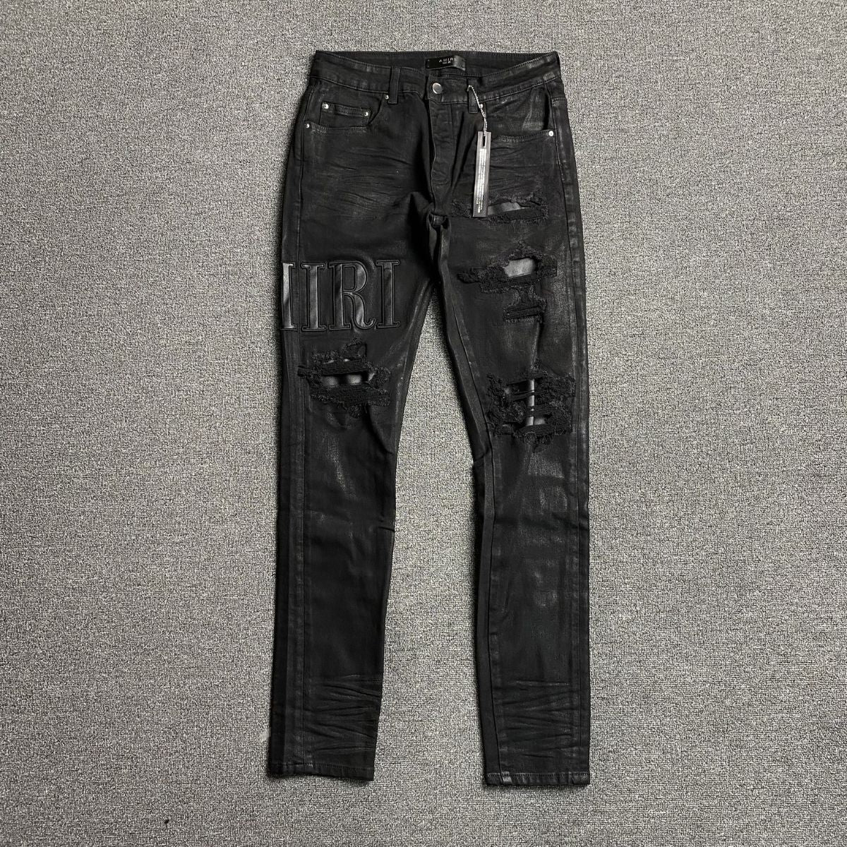 Amiri Jeans Black And Tears in Leather