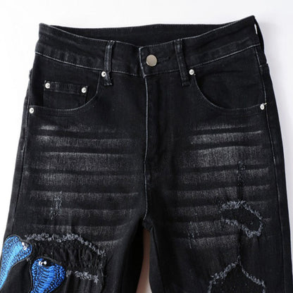 Amiri Jeans Black Snake Blue