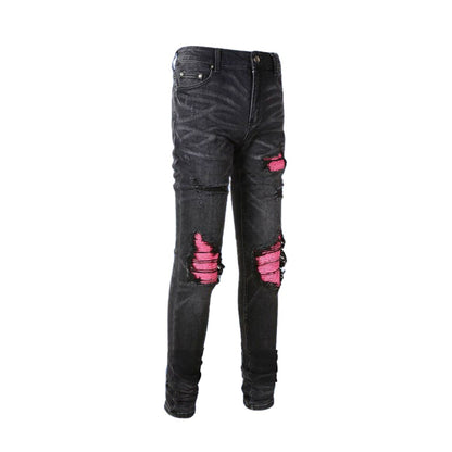 Slim Fit Jeans Black And Pink
