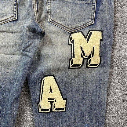 Amiri Jeans Washed Blue And Cream