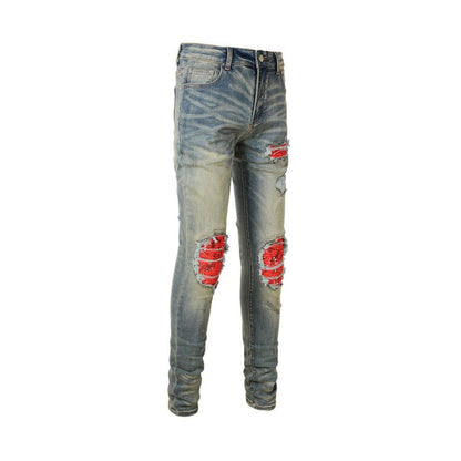 Slim Fit Jeans Flag Red