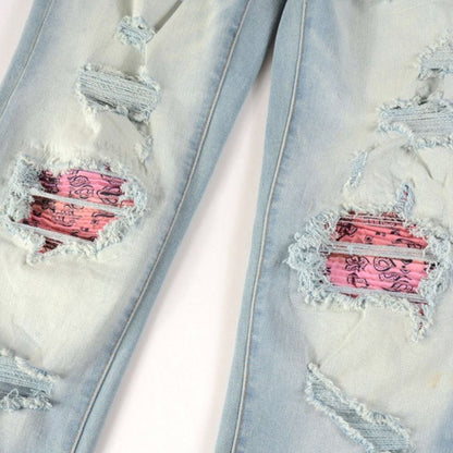 Slim Fit Jeans Blue Flag Pink