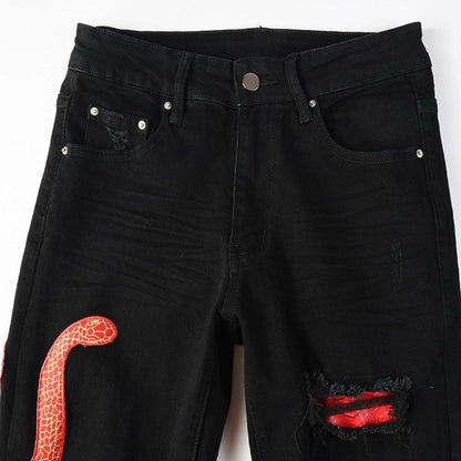 Amiri Jeans Snake Red Black
