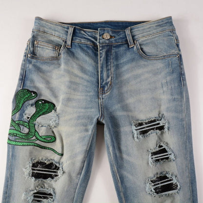Amiri Jeans Blue Snake