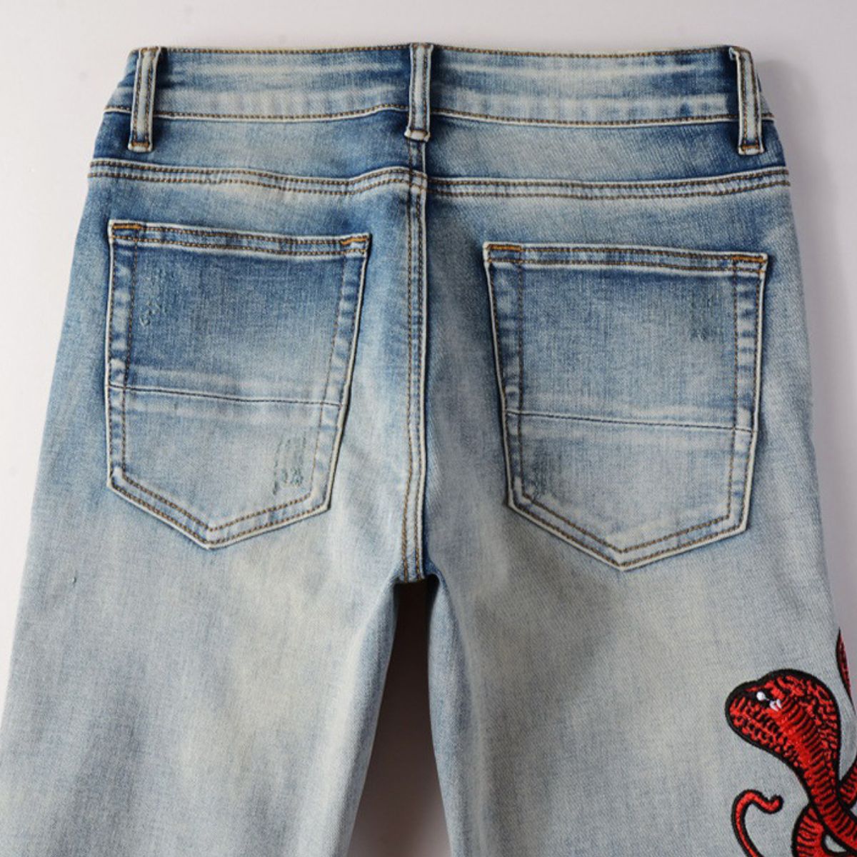 Amiri Jeans Blue Snake Red